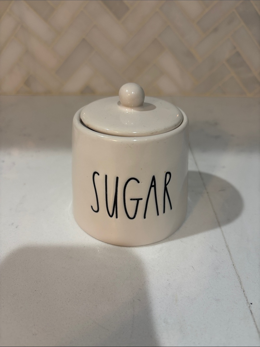 Rae Dunn Cream Ceramic Canister with Black 'SUGAR' Lettering
